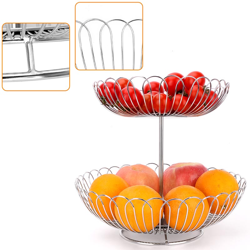2-Tier Stainless Steel Creative Wire Fruit Basket