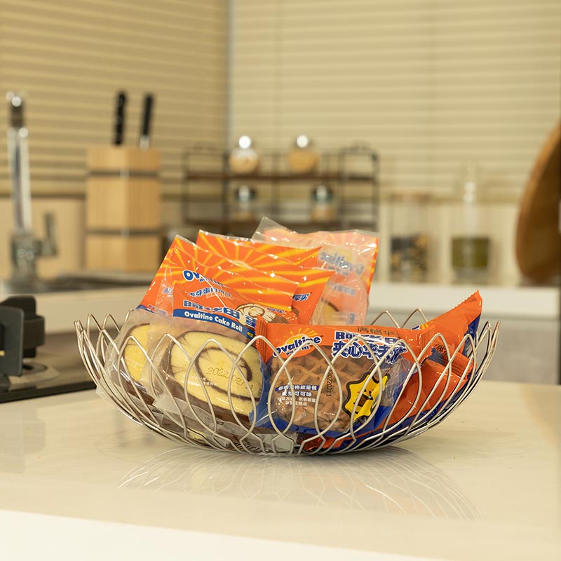 Stainless Steel Fruit Basket Storage Baskets Wire Bowl for Household with Bread Vegetables