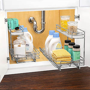 Stainless steel pull out organizer Under Sink Cabinet Organizer pull out drawer.