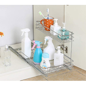Stainless steel pull out organizer Under Sink Cabinet Organizer pull out drawer.