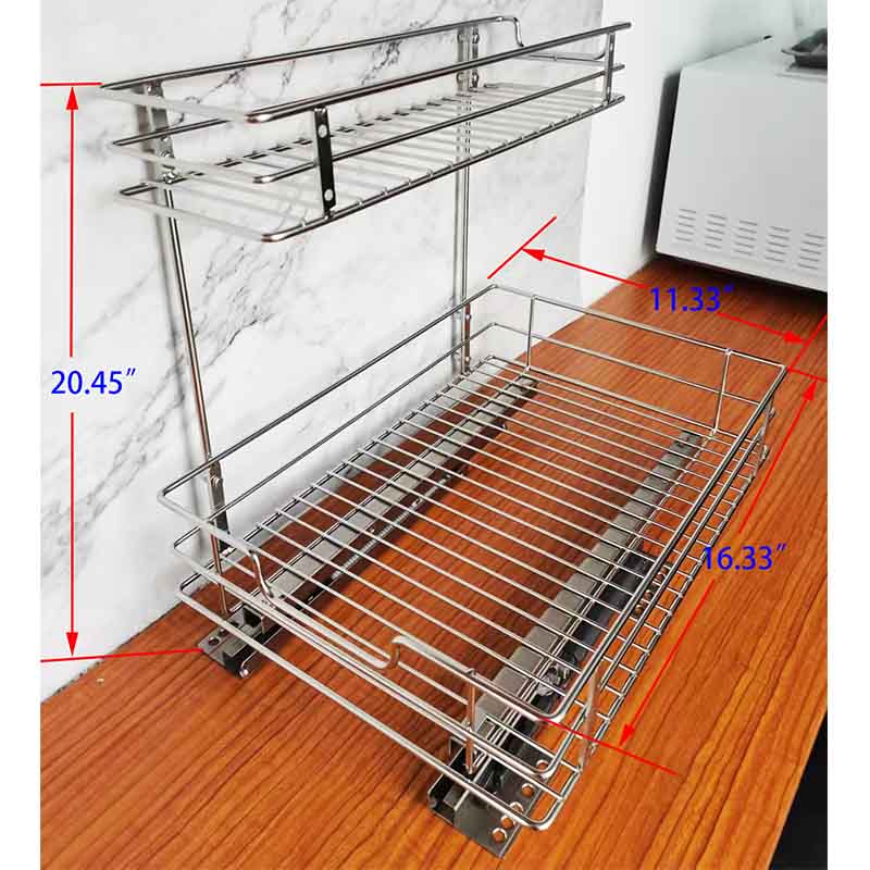 Stainless steel pull out organizer Under Sink Cabinet Organizer pull out drawer.