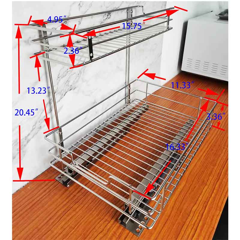 Stainless steel pull out organizer Under Sink Cabinet Organizer pull out drawer.
