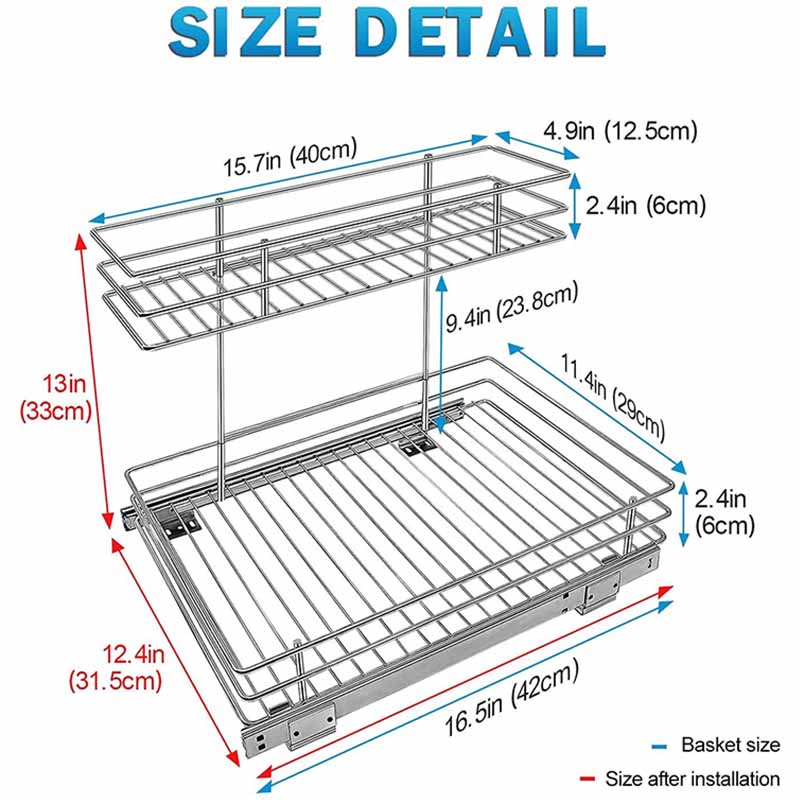 Lynk Professional Slide Out Under Sink Cabinet Organizer - Pull Out Two