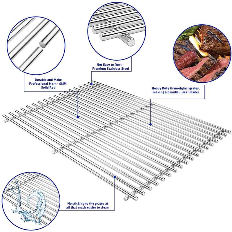 Stainless steel cooking grid grate for Charbroil grill