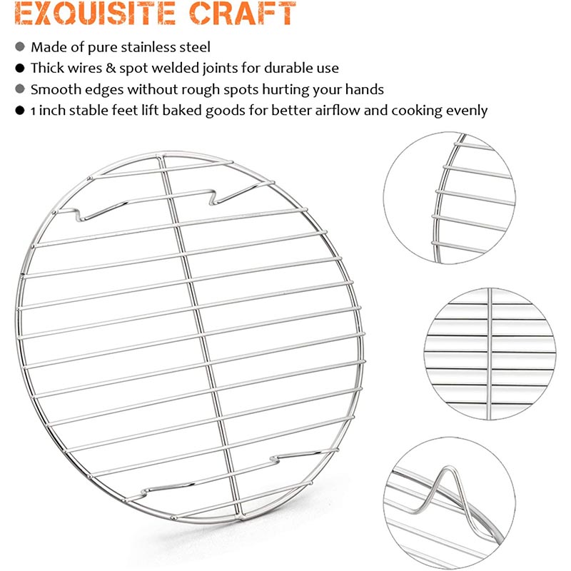 Stainless Steel Round  Cooking Racks Multi-Purpose for Canning Air Fryer Pressure Cooker