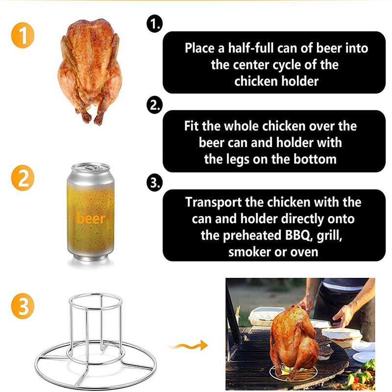Stainless Steel Beer can Chicken Rack Stand for Roaster Chicken & Turkey.