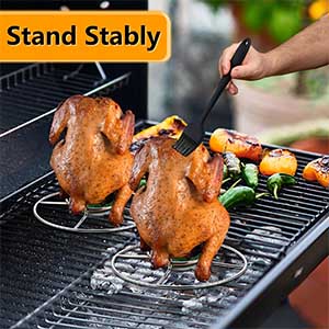 Stainless Steel Beer can Chicken Rack Stand for Roaster Chicken & Turkey.