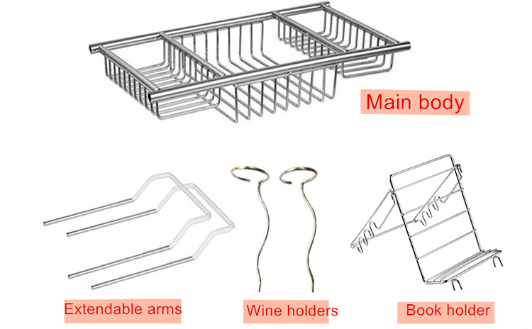 stainless steel bathtub caddy tray