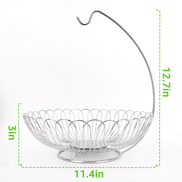 Stainless steel fruit basket with banana hanger