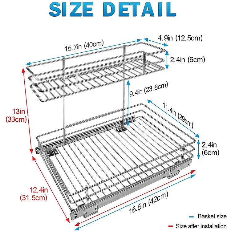 two tier under sink sliding shelf