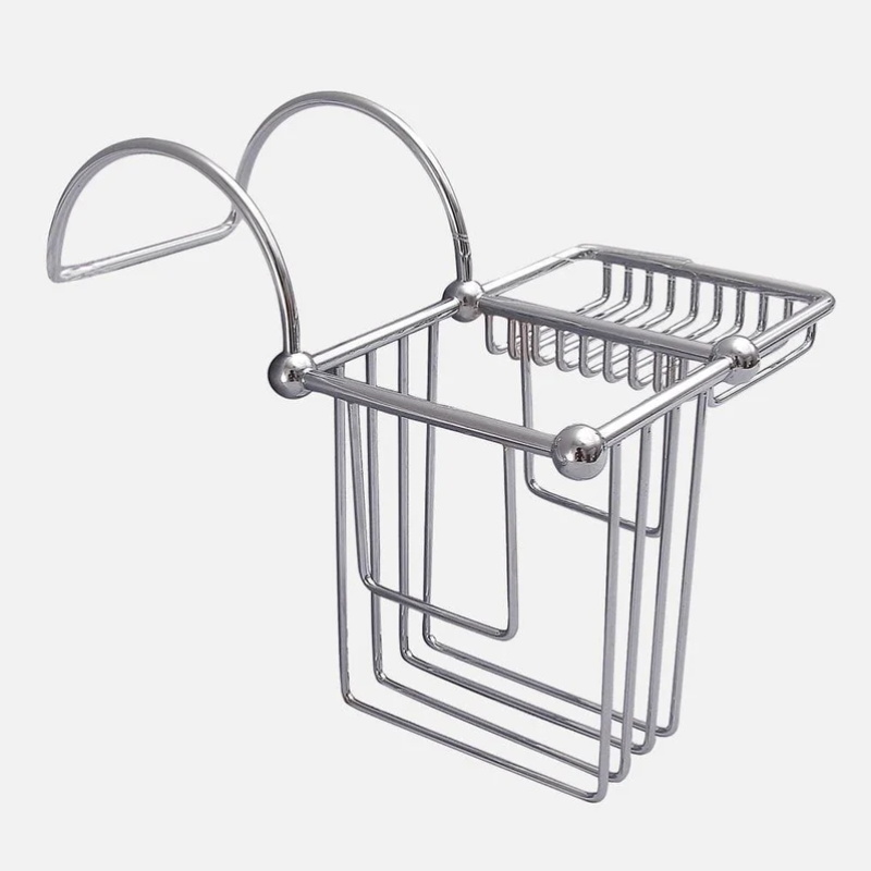 Buoluty Clawfoot Tub Shower Caddy(Shower Rod Not Included),Clawfoot Tub  Accessories,Tub Caddy,SUS304 Stainless Steel Shower Shelves,Clawfoot Tub  Soap